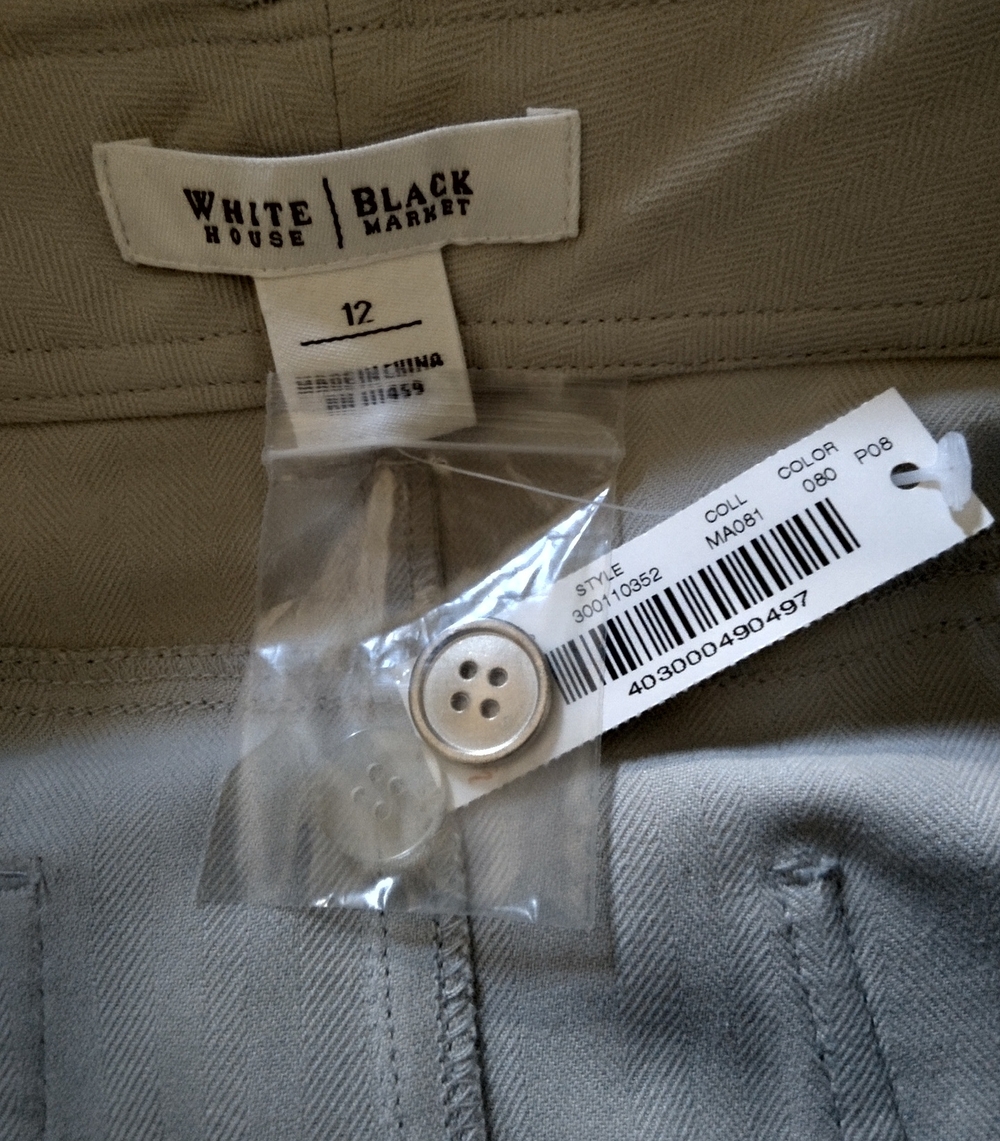 White House Black Market 100% Silk Light Gray Cargo Pencil Skirt - Picture 4 of 5